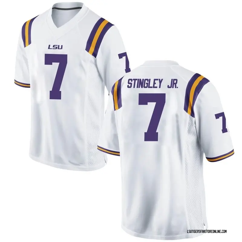 Men's LSU Tigers #7 Derek Stingley Jr. White College Football Jersey  563019-248