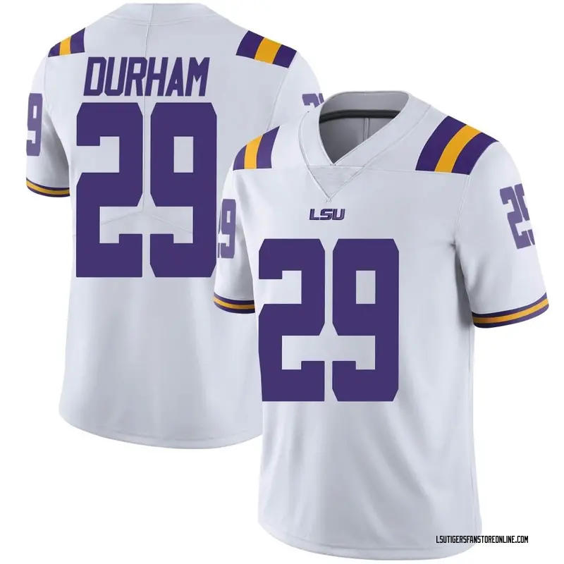 Limited Men's Caden Durham LSU Tigers White Football College Jersey