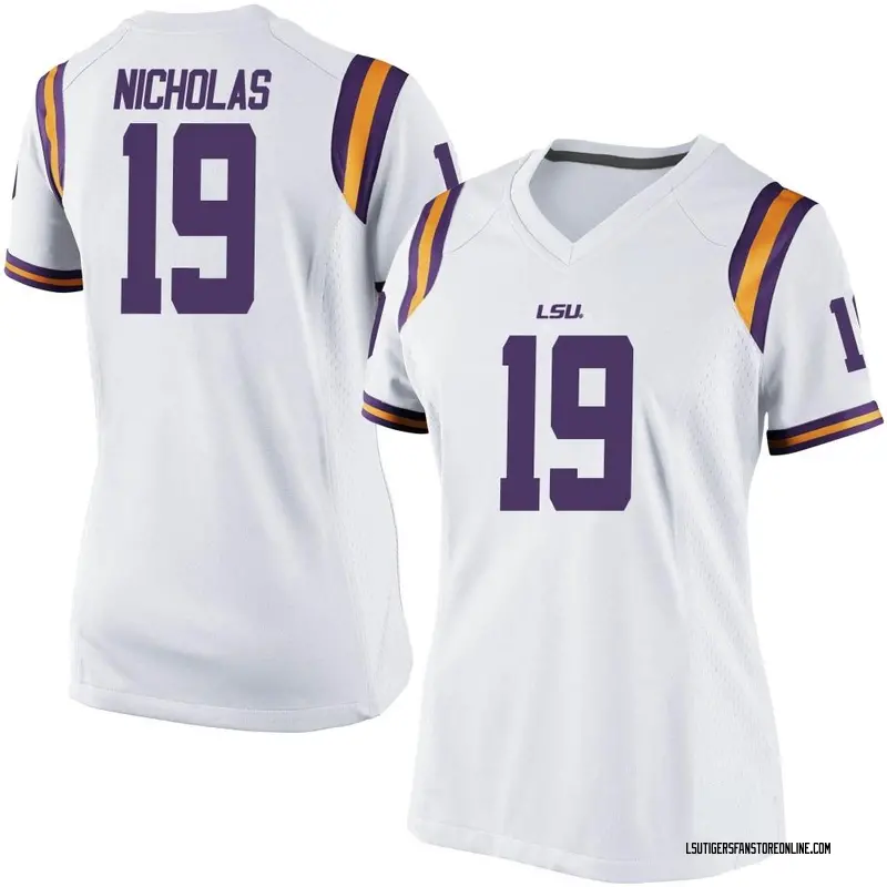 Replica Women's Javen Nicholas LSU Tigers White Football College Jersey