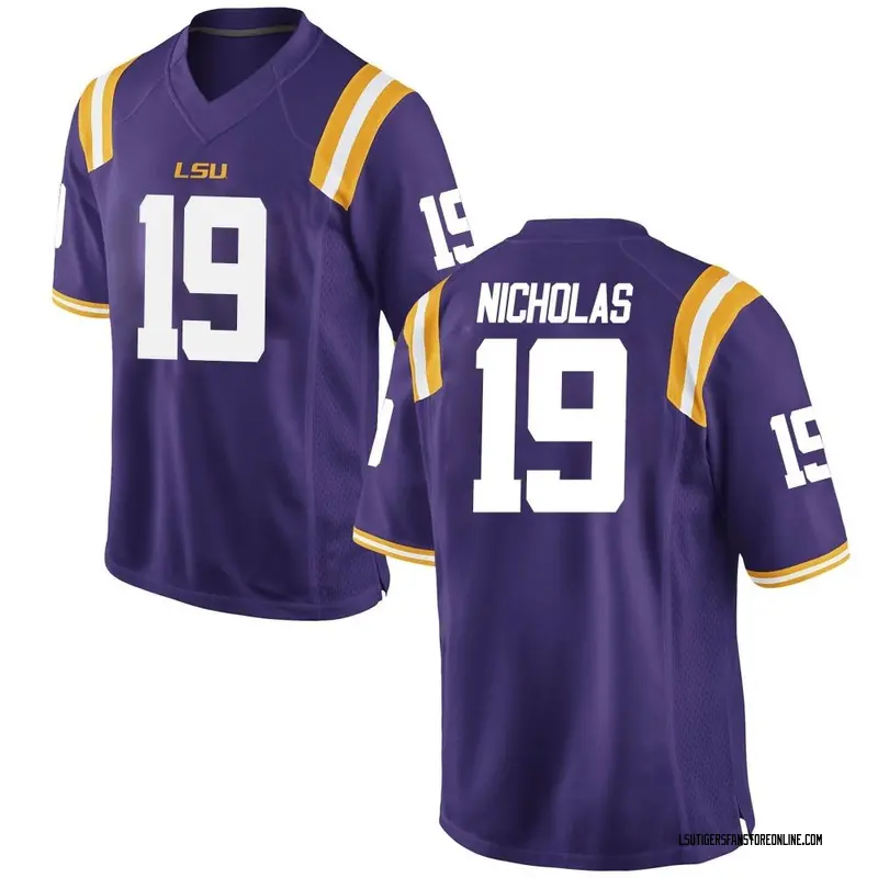 Replica Youth Javen Nicholas LSU Tigers Purple Football College Jersey